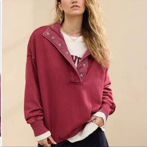 Aerie Getaway Quarter Snap Sweatshirt